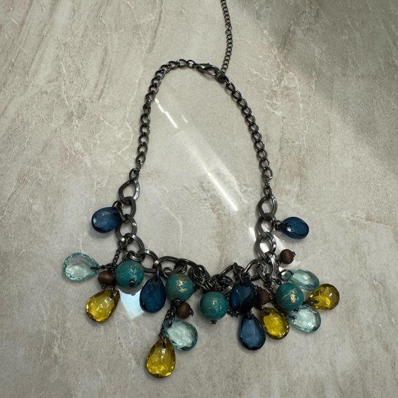 🔥New In 🎉Blue and gold statement necklace #statementjewellery🔥 - Picture 4 of 6